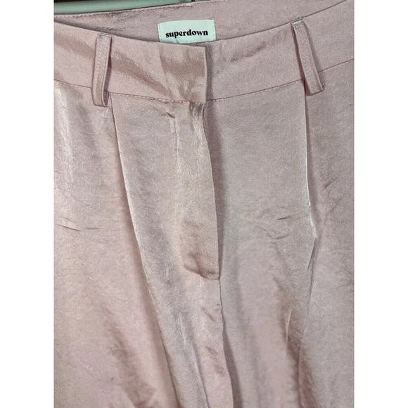 superdown Pink Satin Cargo Pants Size XS Drawstring Hem Pockets Streetwear Women - Picture 4 of 6